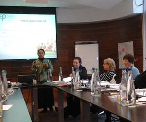 Making a presentation to intl colleagues in Dublin on the psycho soical prog successfully running under EM