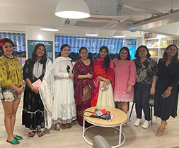 Seen here with WICCI Arts Council Delhi members and  speakers ( women artists) after a preliminary discussion on her next book on Young Women Artists and Impact Leaders Of India in Kunzum Cafe (GK2)